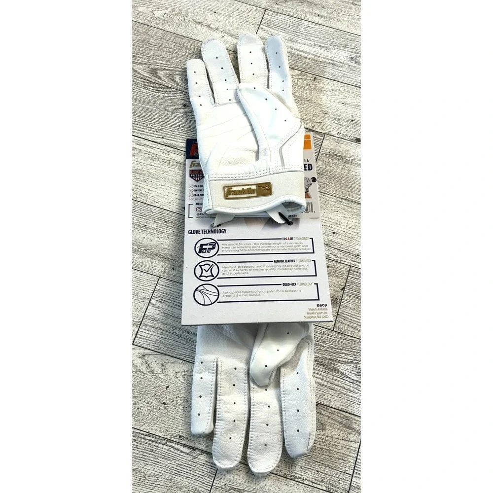 NWT Franklin CFX FP White & Gold Fastpitch Batting Gloves Janie Reed Girls SMALL - Picture 5 of 5